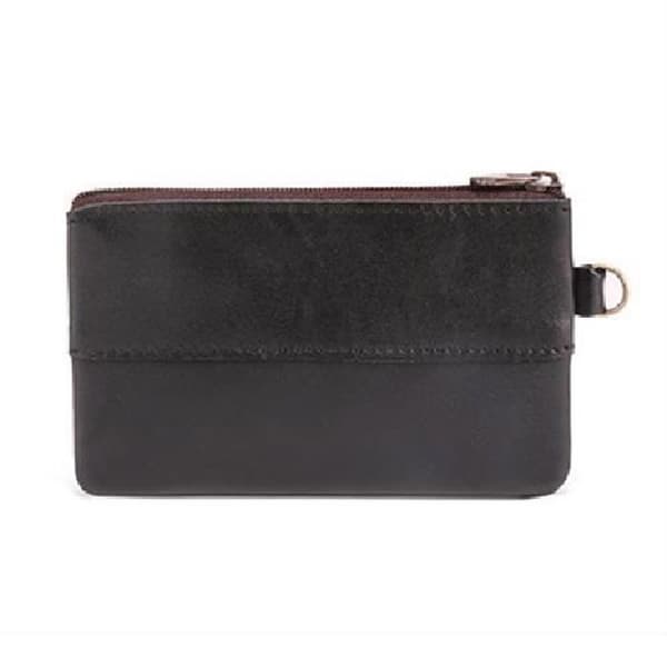 Retro zippered läderplånbok för män - YIKXIULF - Svart - Läder - 2 zip-påsar - 1 nyckelring