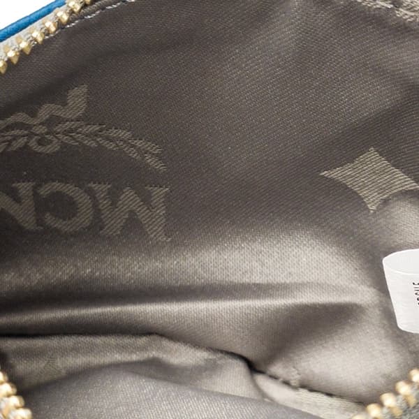 Pre-owned MCM Leather Visetos Coin Pouch Blue