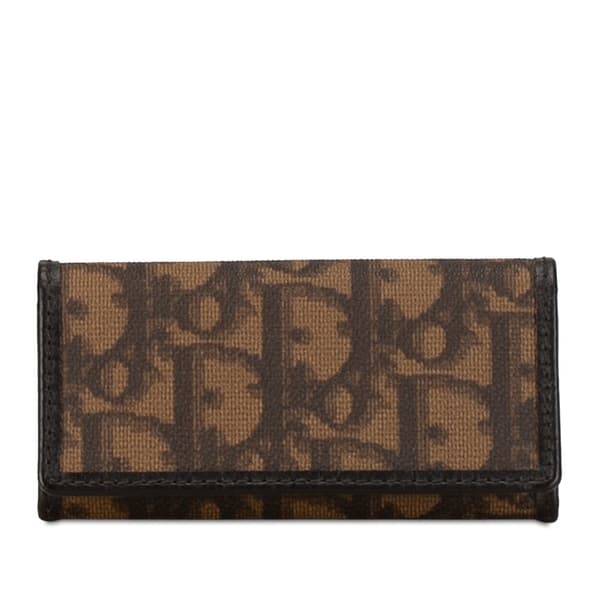 Pre-owned Dior Oblique Canvas Key Holder Brown