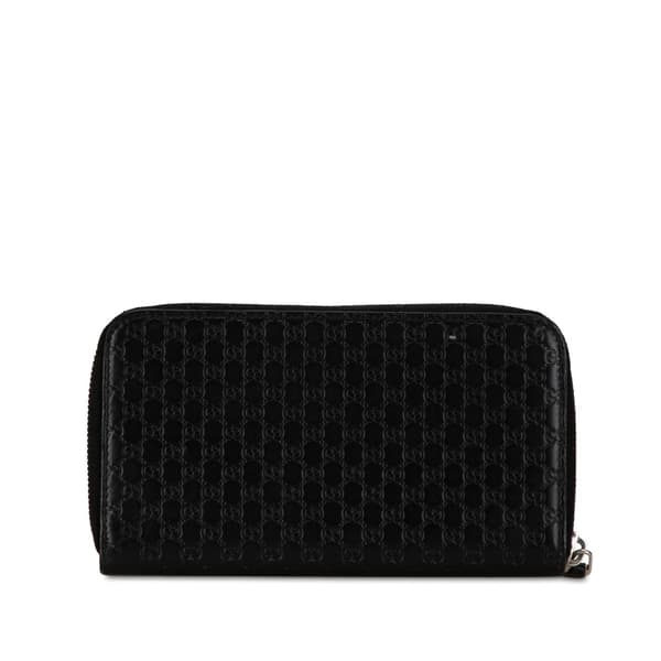 Pre-owned Gucci Microguccissima Zip Around Long Wallet Black