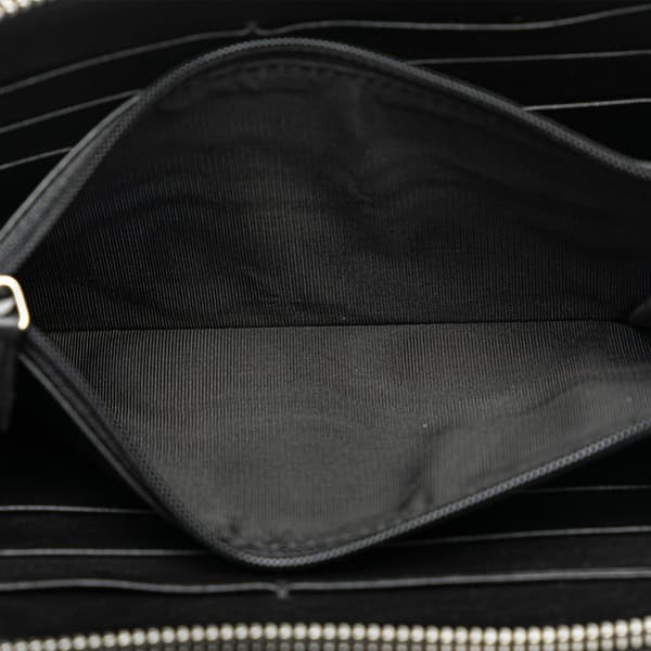 Pre-owned Gucci Microguccissima Zip Around Long Wallet Black