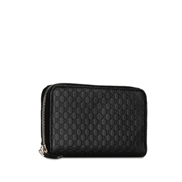 Pre-owned Gucci Microguccissima Zip Around Long Wallet Black