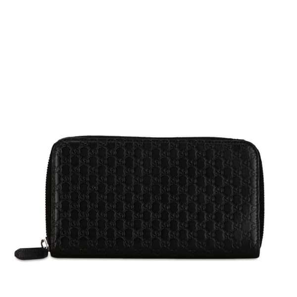 Pre-owned Gucci Microguccissima Zip Around Long Wallet Black