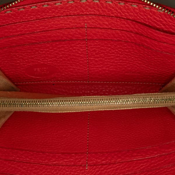 Pre-owned Fendi Leather Selleria Zip Around Long Wallet Red