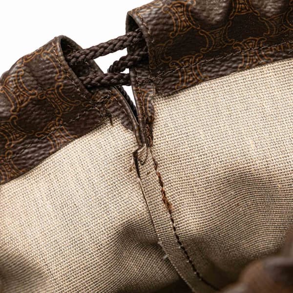 Pre-owned Celine Macadam Drawstring Pouch Brown