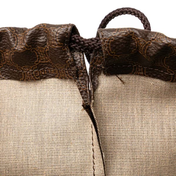 Pre-owned Celine Macadam Drawstring Pouch Brown