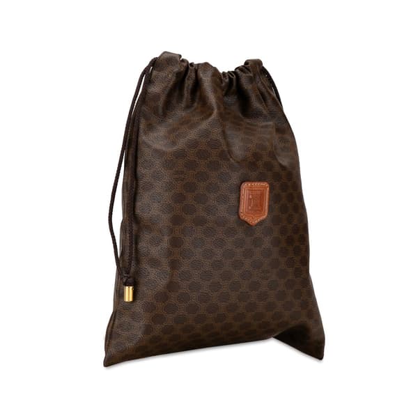 Pre-owned Celine Macadam Drawstring Pouch Brown
