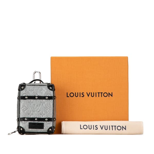 Pre-owned Louis Vuitton Monogram Taurillon Soft Trunk Bag Charm and Key Holder Silver