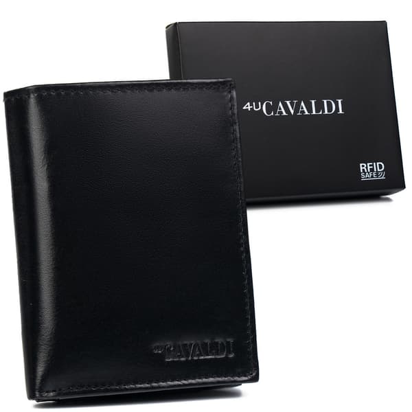 Černá kožená pánská peněženka s RFID Protect - Cavaldi