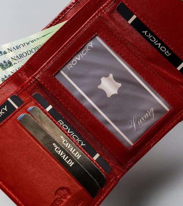 Dámská peněženka z přírodní kůže s peněženkou na mince, RFID - Cavaldi