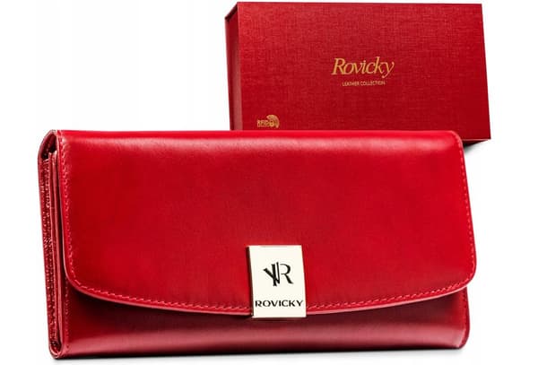 Velká, kožená dámská peněženka se zapínáním na systém RFID - Rovicky