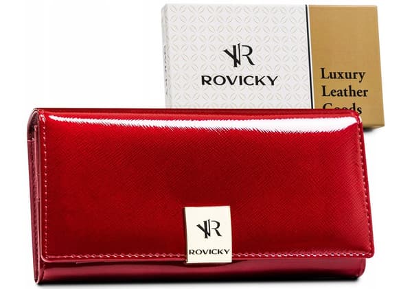 Velká, prostorná dámská peněženka z lakované kůže na patentku - Rovicky