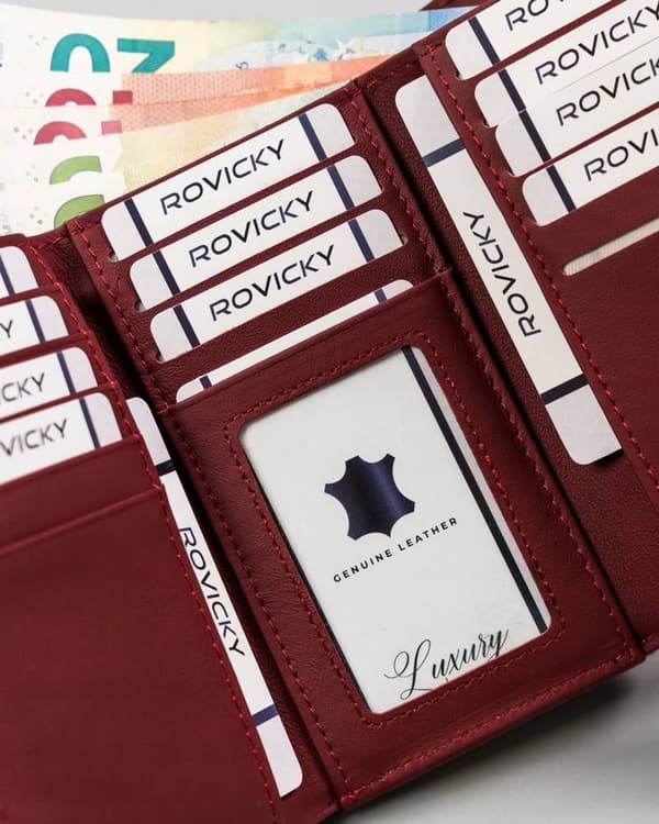 Kožená dámská peněženka s háčkem a sponou - Rovicky