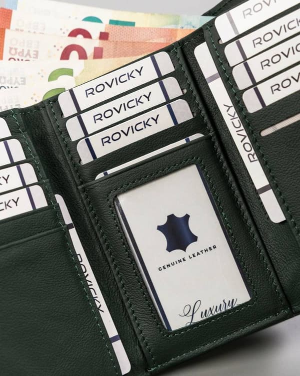Kožená dámská peněženka s háčkem a sponou - Rovicky
