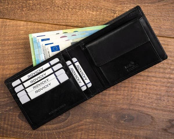 Stor, læder pung til mænd med RFID-system - Rovicky