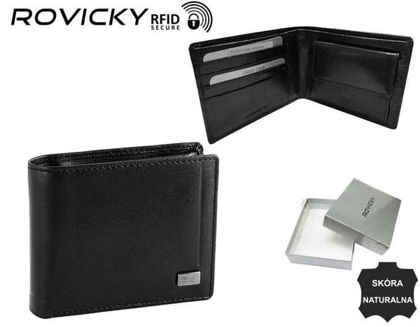 Stor, læder pung til mænd med RFID-system - Rovicky