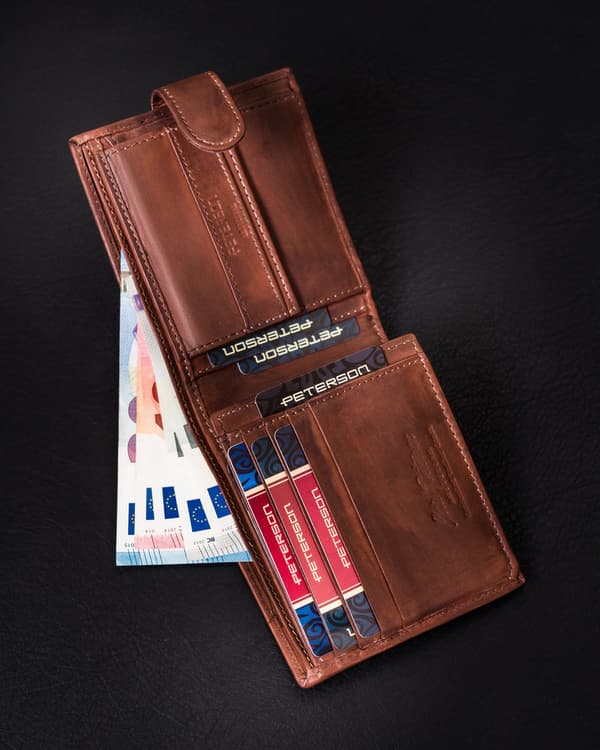 Pánská kožená peněženka na karty s ochranou RFID Protect - Peterson