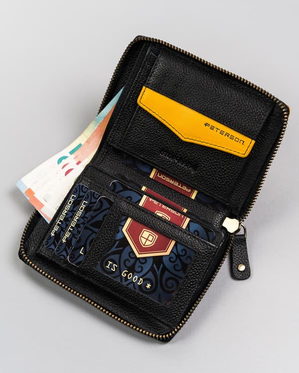 Kožená, sportovní pánská peněženka na zip - Peterson