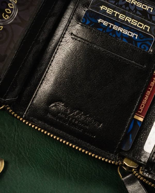 Velká, kožená pánská peněženka na zip - Peterson