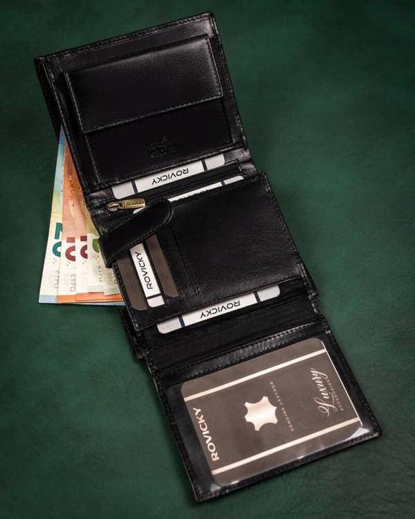 Velká, kožená pánská peněženka s RFID systémem - Rovicky