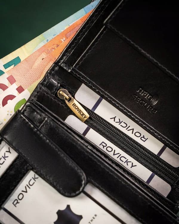 Velká, kožená pánská peněženka s RFID systémem - Rovicky