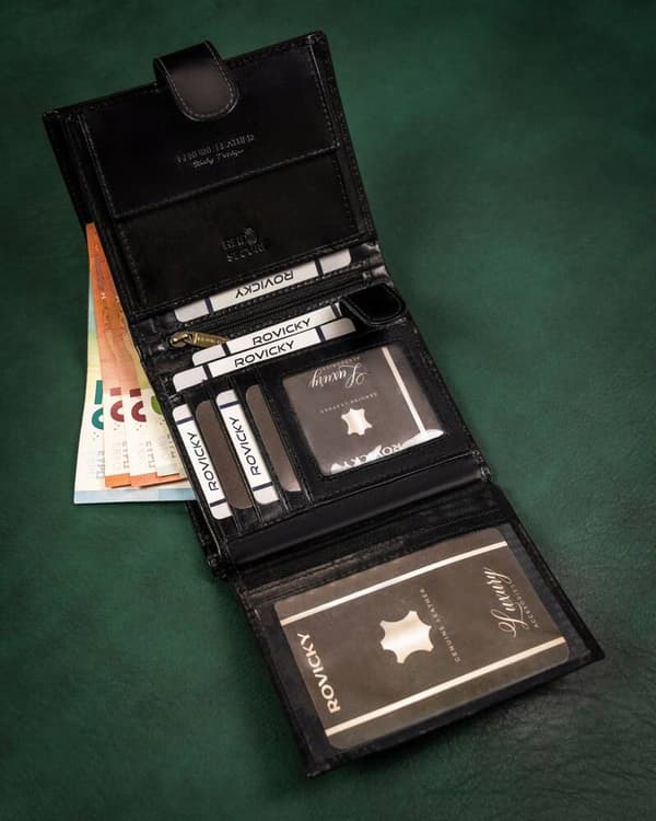 Kožená, velká pánská peněženka s RFID systémem - Rovicky