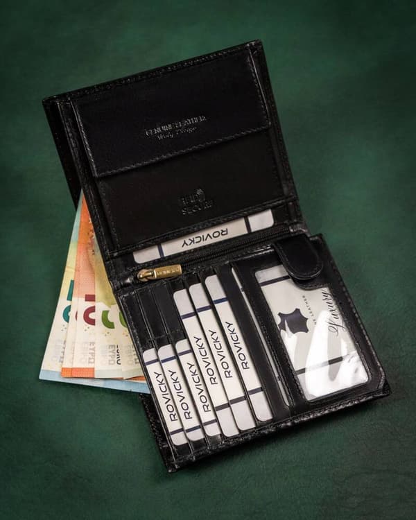 Kožená, velká pánská peněženka s RFID systémem - Rovicky