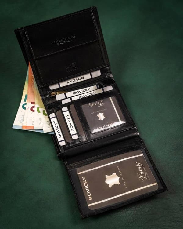 Kožená, velká pánská peněženka s RFID systémem - Rovicky