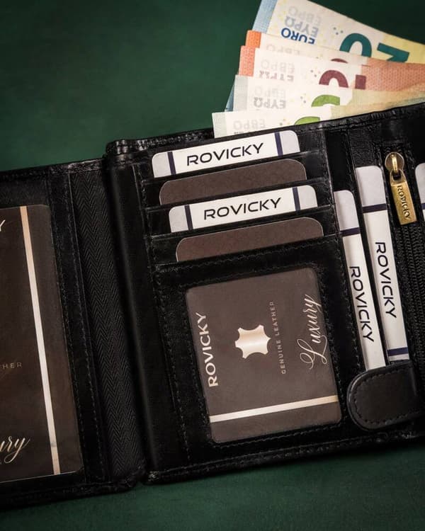 Kožená, velká pánská peněženka s RFID systémem - Rovicky