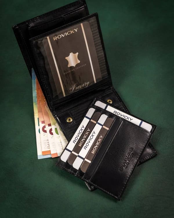 Velká, kožená pánská peněženka bez zapínání - Rovicky
