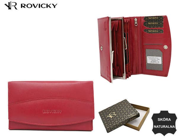 Dámská kožená peněženka s vyraženou klopou - Rovicky