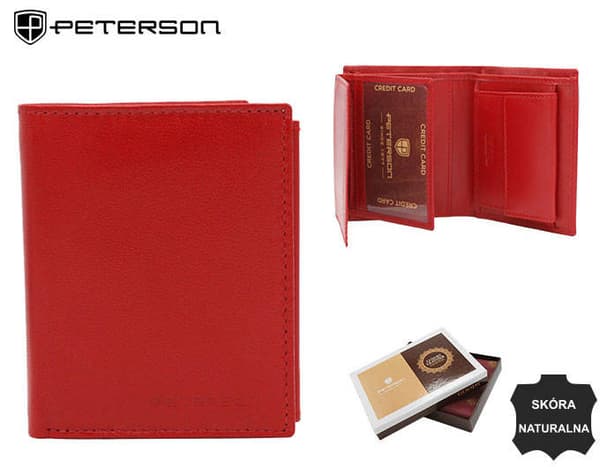 Klasická, vertikální dámská peněženka z přírodní kůže - Peterson