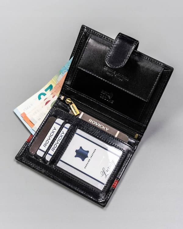 Velká, kožená pánská peněženka s RFID systémem, zapínání na patentku - Rovicky