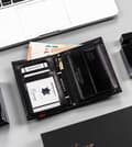 Miniatyrbillede 6 af 10: Stor, læder pung til mænd med RFID-system uden udvendig lås - Rovicky