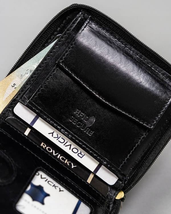 Malá kožená pánská peněženka na zip - Rovicky