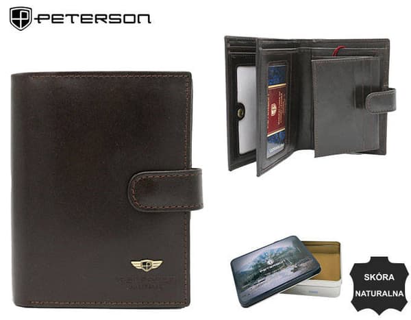 Elegantní, velká pánská peněženka z přírodní kůže - Peterson