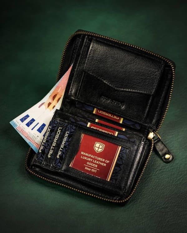 Velká, kožená pánská peněženka na zip - Peterson