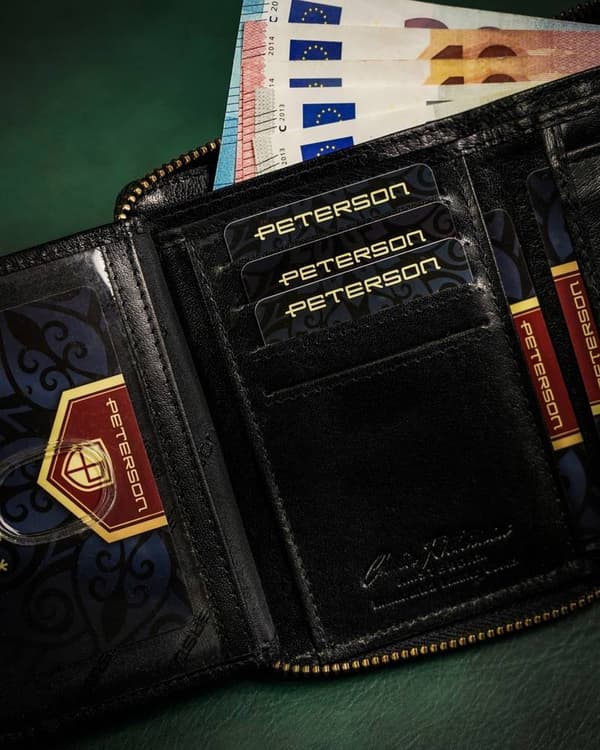 Velká, kožená pánská peněženka na zip - Peterson