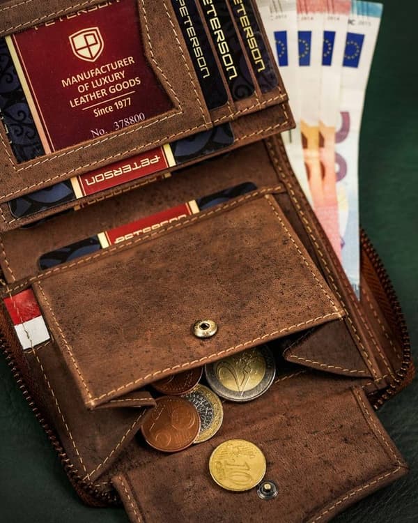 Velká, kožená pánská peněženka na zip - Peterson
