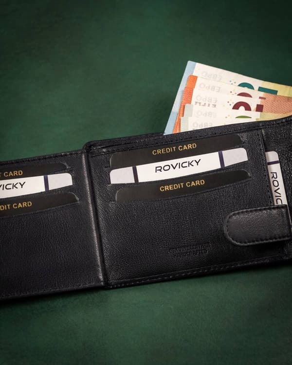 Velká, kožená pánská peněženka s RFID systémem - Rovicky