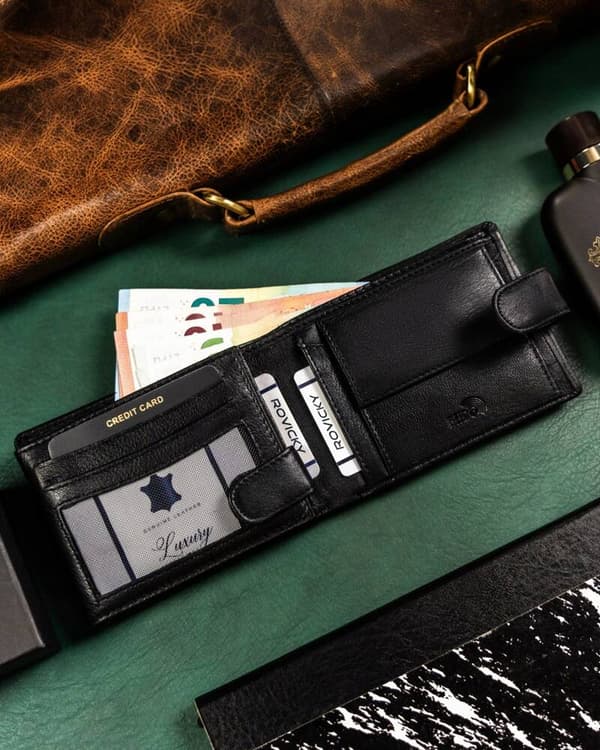 Velká, kožená pánská peněženka na patentku - Rovicky