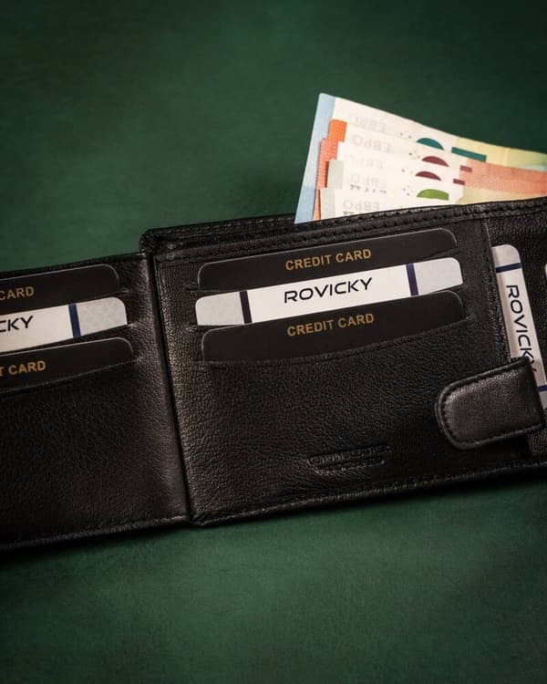 Velká, kožená pánská peněženka na patentku - Rovicky