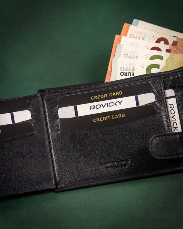 Velká, kožená pánská peněženka na patentku - Rovicky