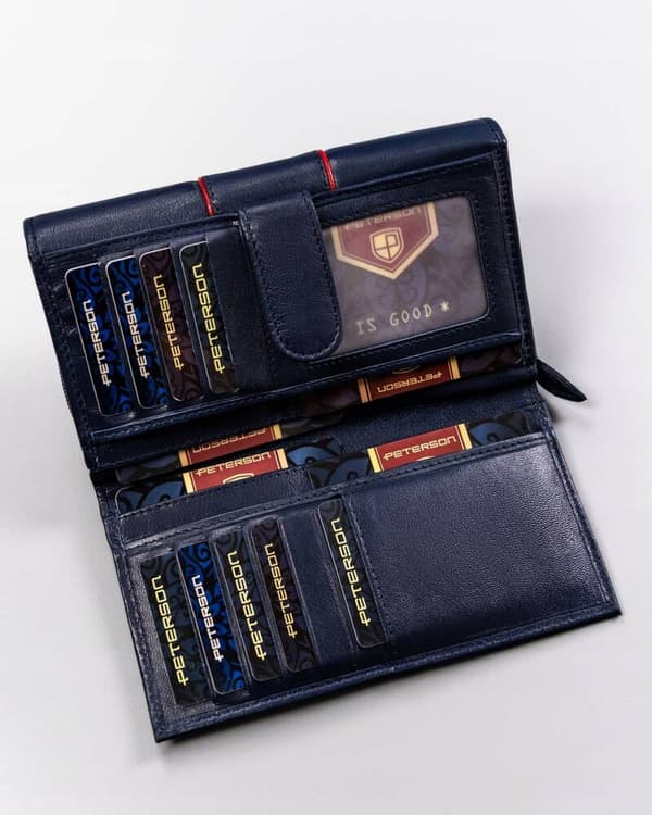 Velká, kožená dámská peněženka na patentku - Peterson