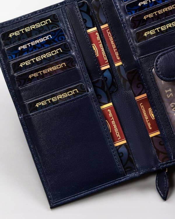 Velká, kožená dámská peněženka na patentku - Peterson