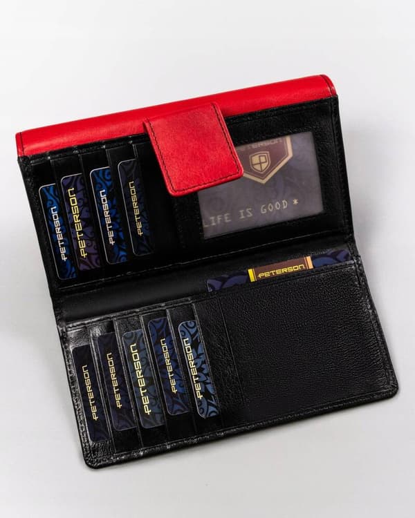 Velká, kožená dámská peněženka na patentku - Peterson