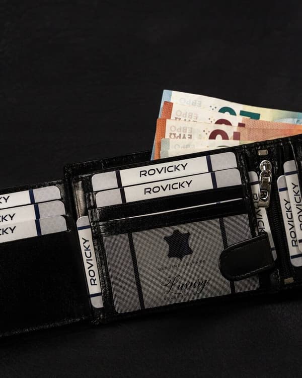 Velká, kožená pánská peněženka na patentku - Rovicky