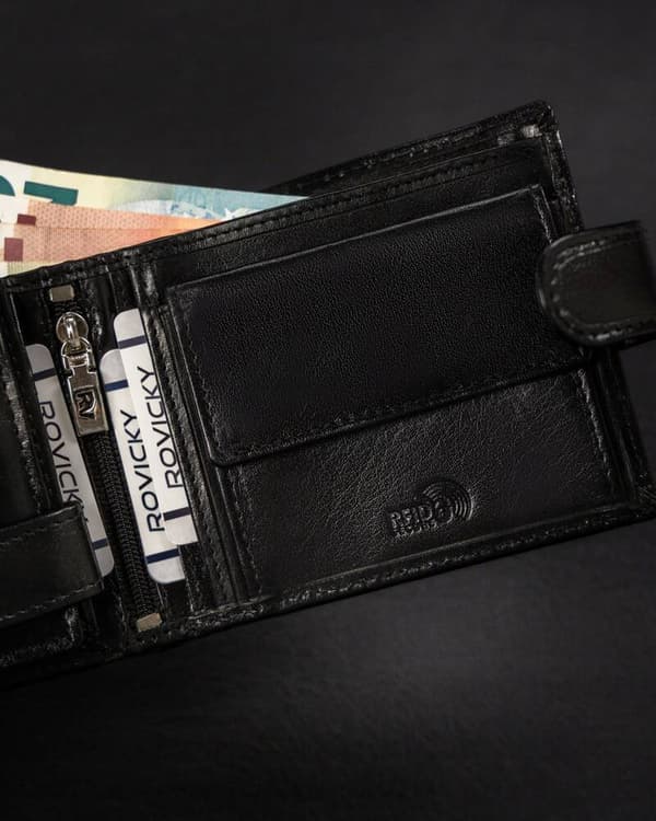 Velká, kožená pánská peněženka na patentku - Rovicky