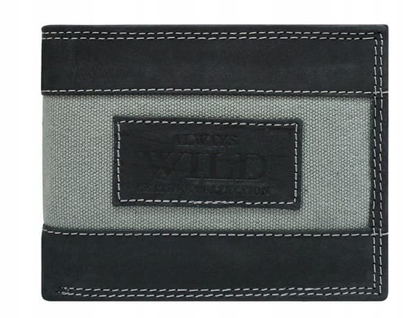 Horizontální peněženka s prvky denimu, přírodní nubuková kůže - Always Wild