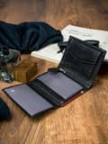 Miniatyrbillede 8 af 10: Lodret, tofarvet herrepung lavet af naturligt læder - Rovicky
